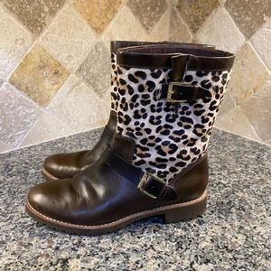 SPERRY BRITT BROWN/LEOPARD FUR STUDS in size 6.5 LIKE NEW